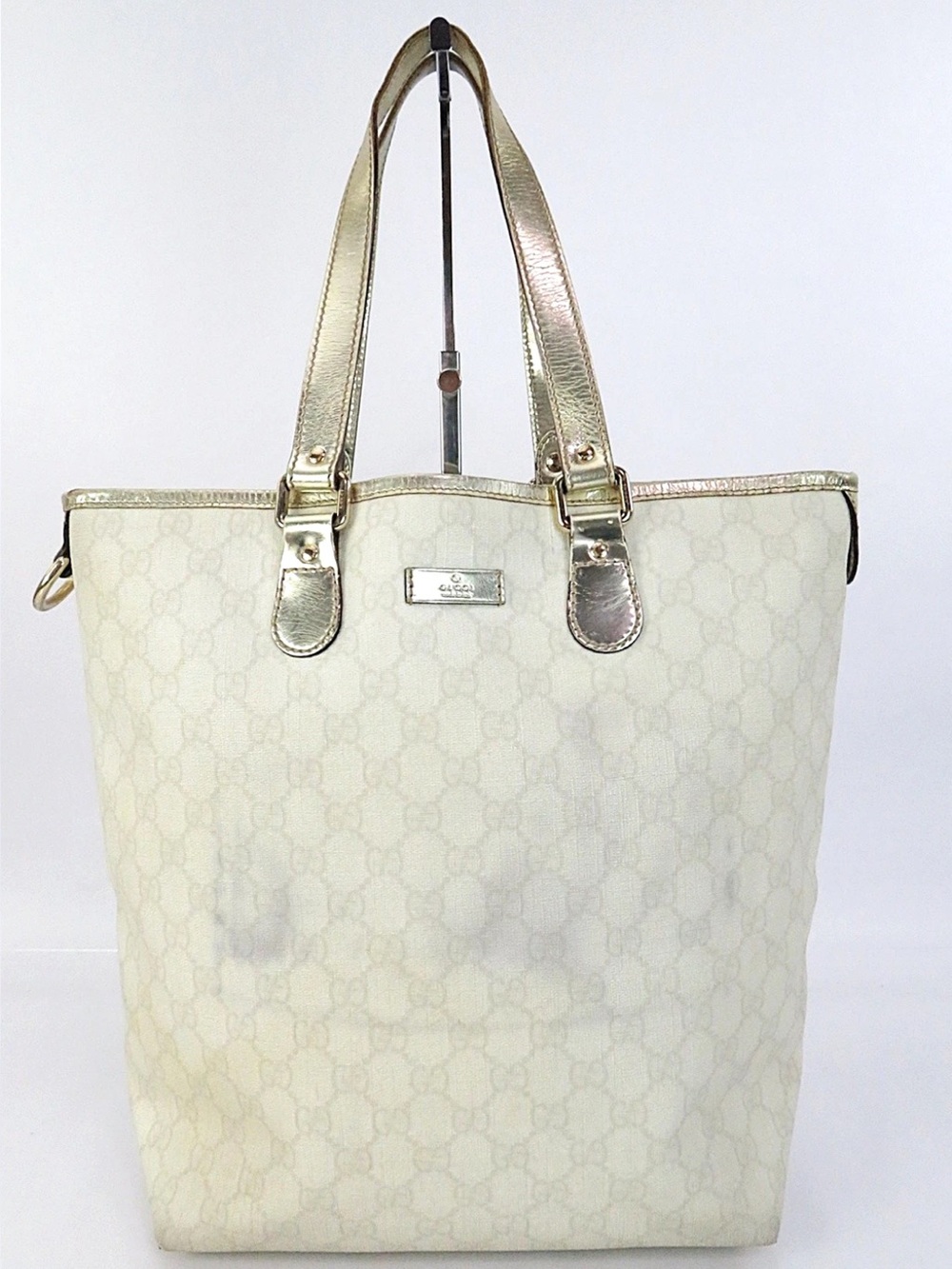 Gucci Cream Tote with Gold Trim and Handles